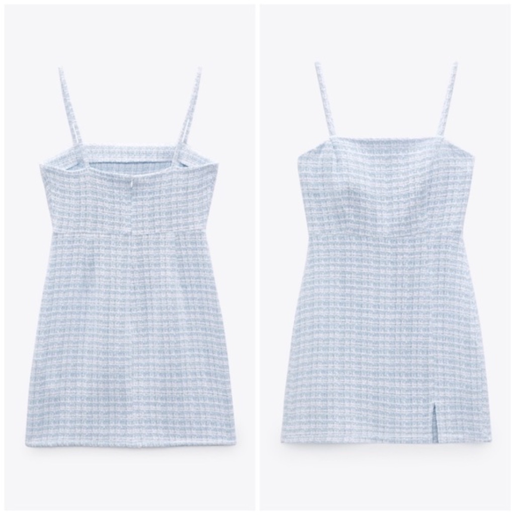 Zara Blue/White Textured Mini Dress. Size M.
